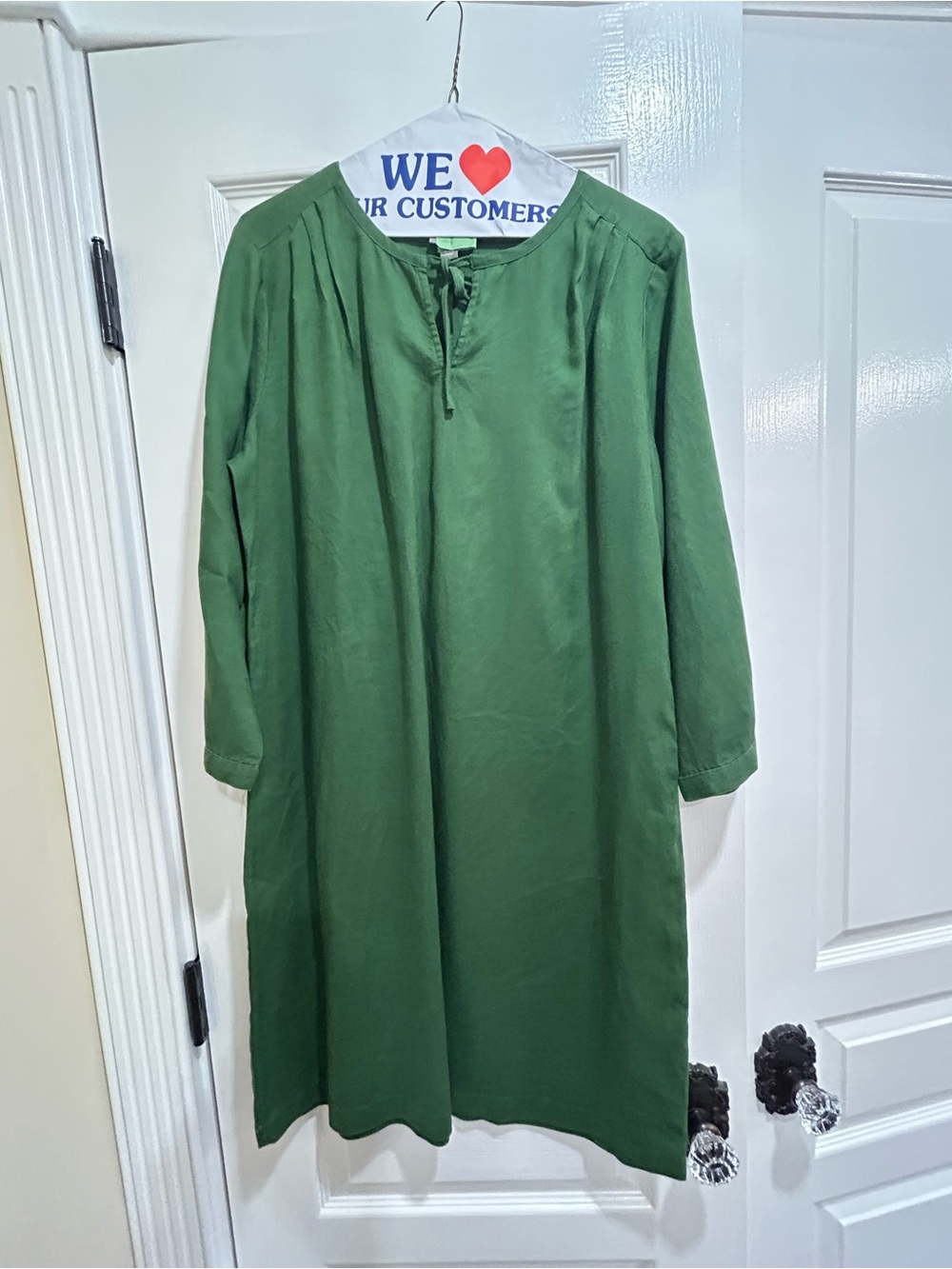 Green Long Sleeve Shift Dress